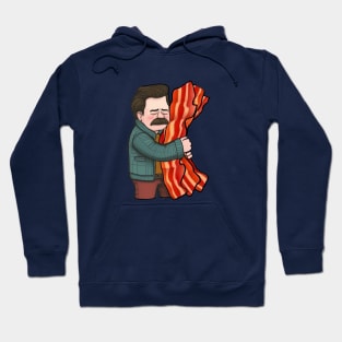 Ron Swanson hugging bacon Hoodie